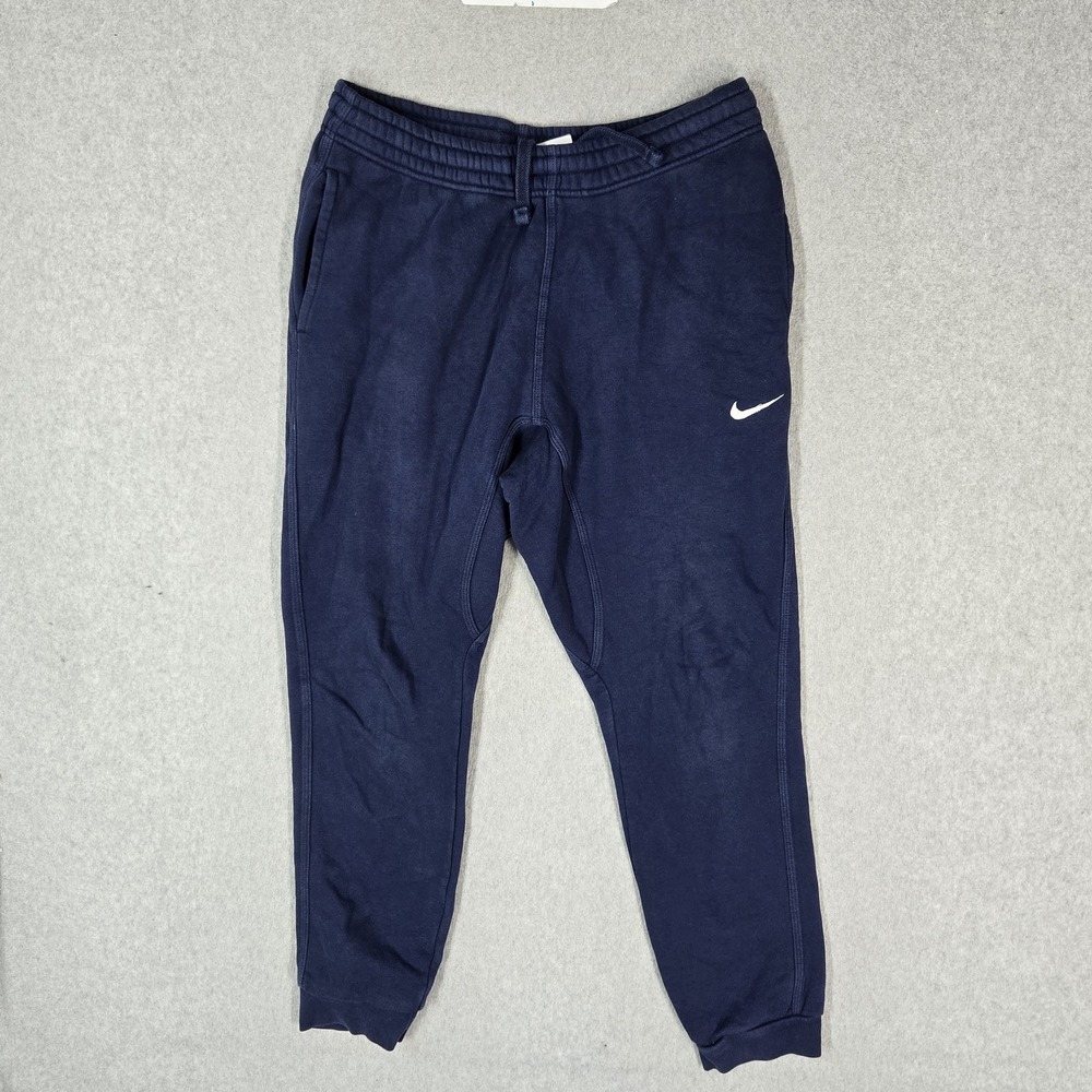 Nike Men Activewear Pants M Navy Blue Sportswear Club Fleece Joggers 26" Inseam